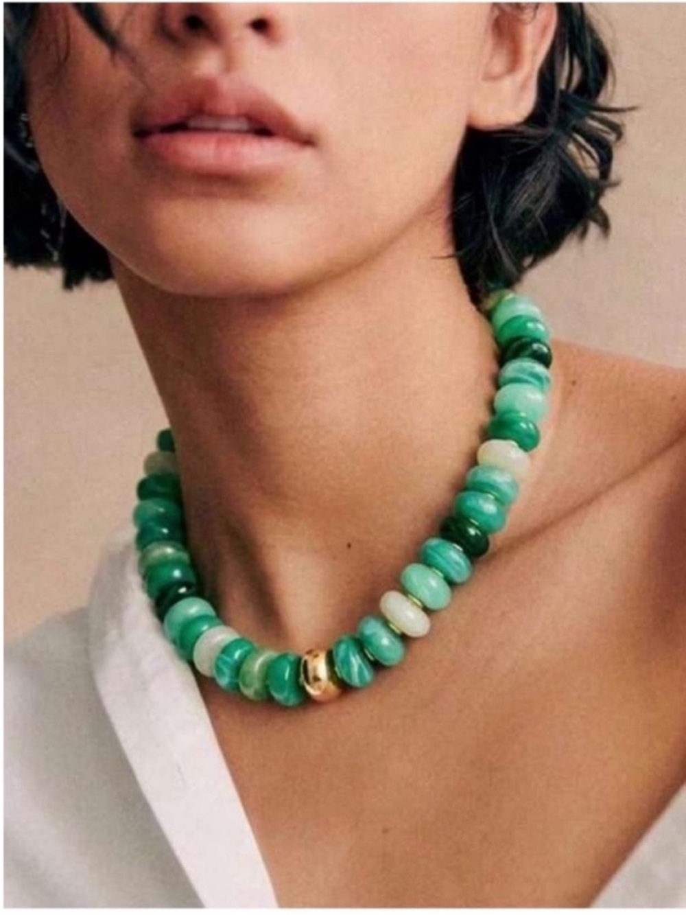 New! Green Beaded Statement Necklace